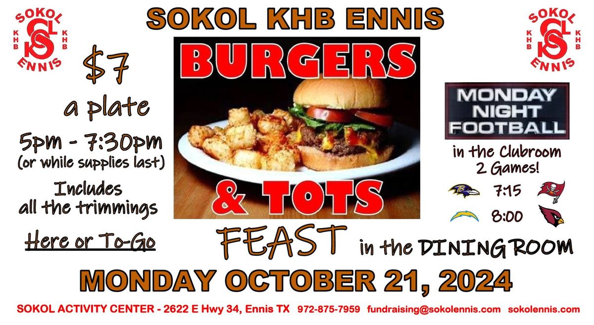 Burgers & Tots Feast Fundraiser