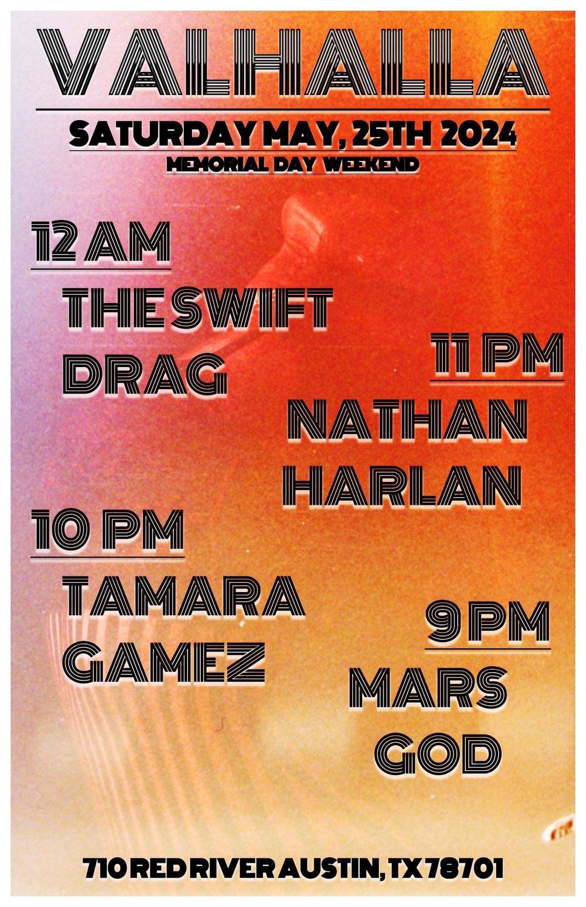 Saturday May 25 The Swift Drag, Nathan Harlan, Tamara Gamez, Mars God