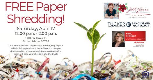 Free And Safe Paper Shredding Jill Giese Associates At Keller Williams Realty Boise 17 April 2021 Free Paper Shredding Events 2022