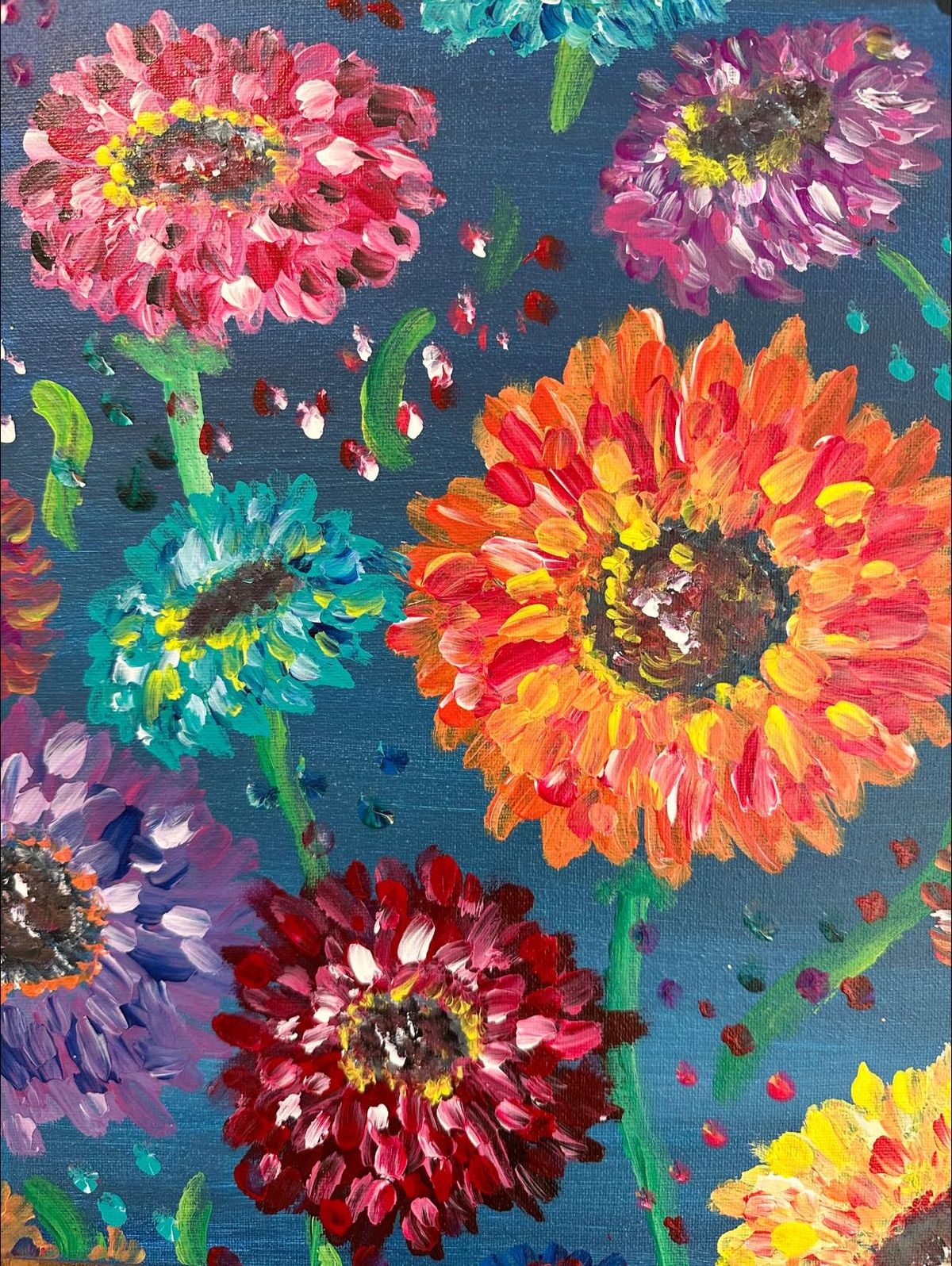 Zinnias ( Finger Painting)