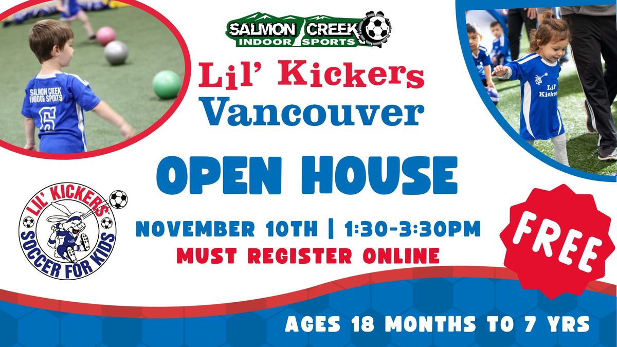 Lil' Kickers Free Open House - November 10th 1:30-3:30pm