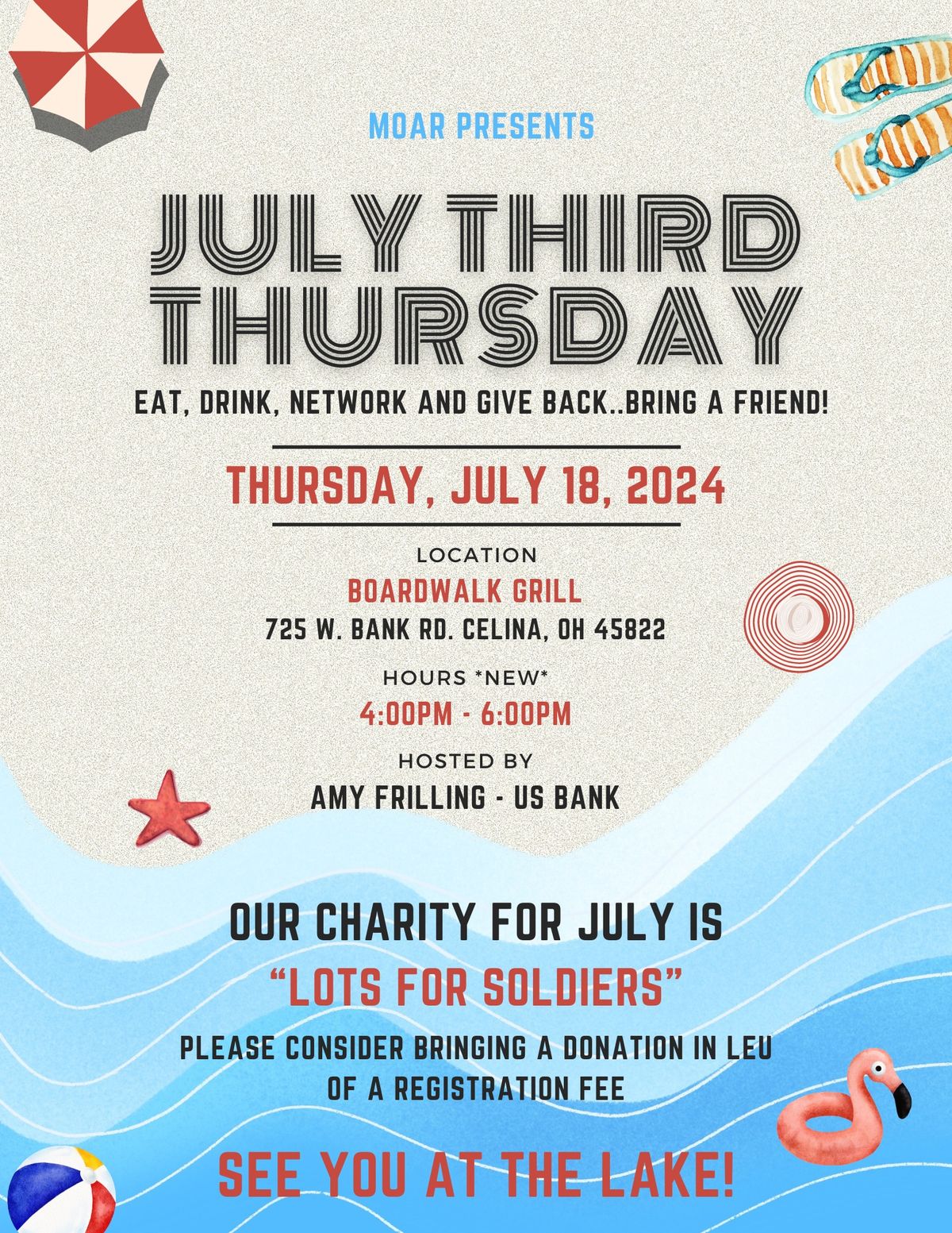July Third Thursday Networking Event...Boardwalk Grill with U.S. Bank