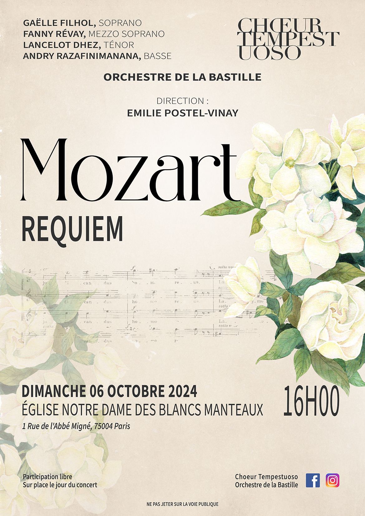 Concert - Requiem de Mozart avec l'orchestre de la Bastille