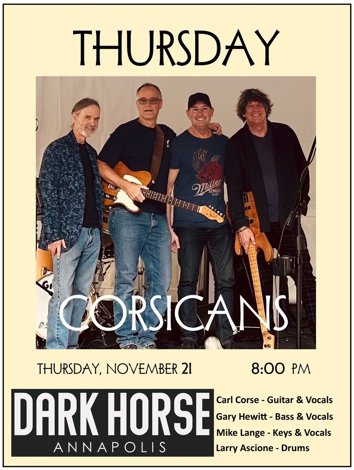 CORSICANS back at the Dark Horse