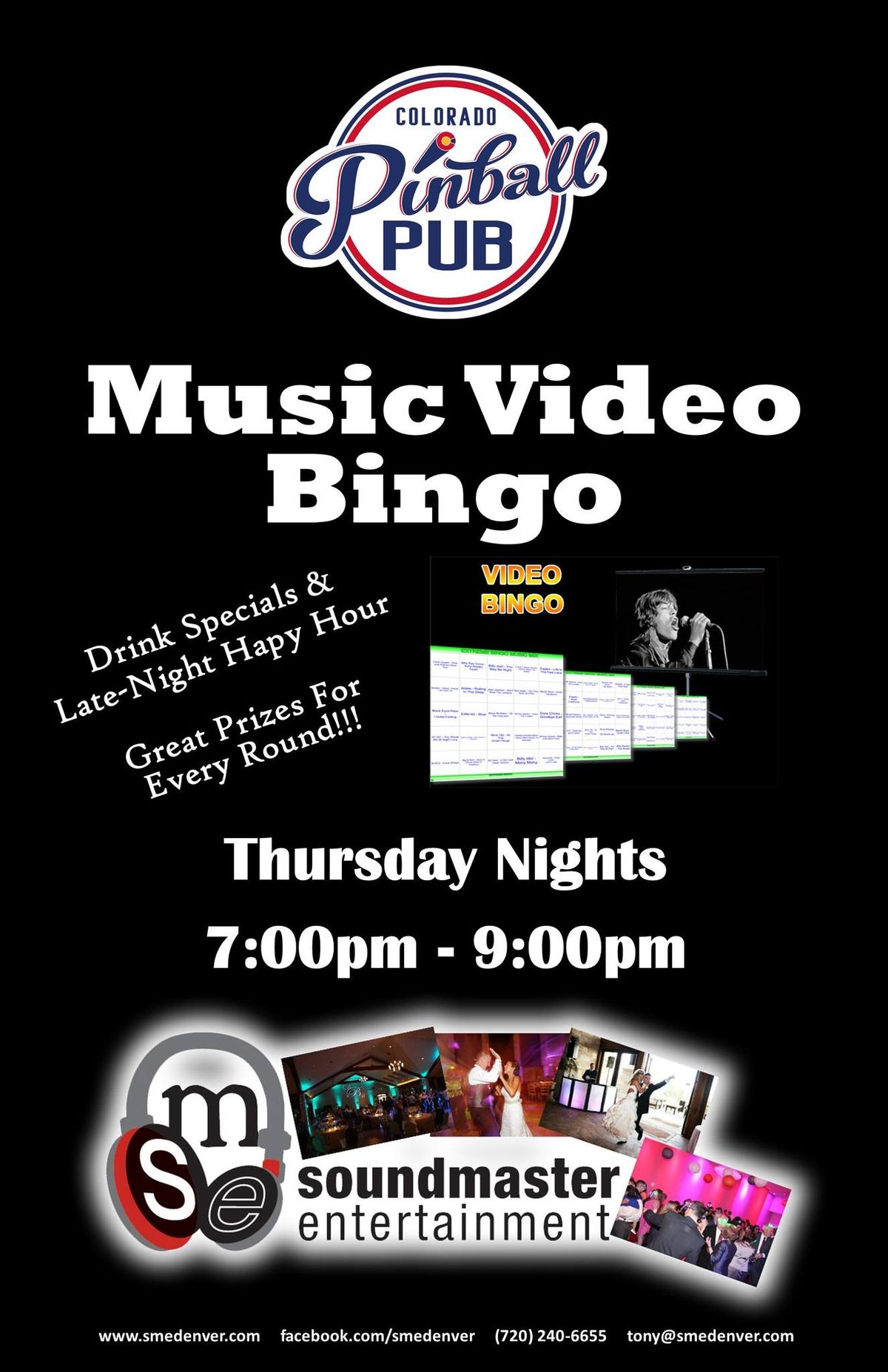 MUSIC VIDEO BINGO every Thursday 7pm @ Colorado Pinball Pub 