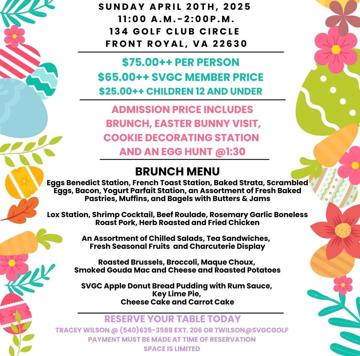 Easter Brunch at Shenandoah Valley Golf Club