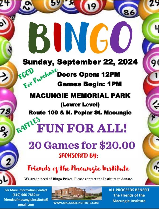 Friends of the MI Fall 2024 Cash Bingo