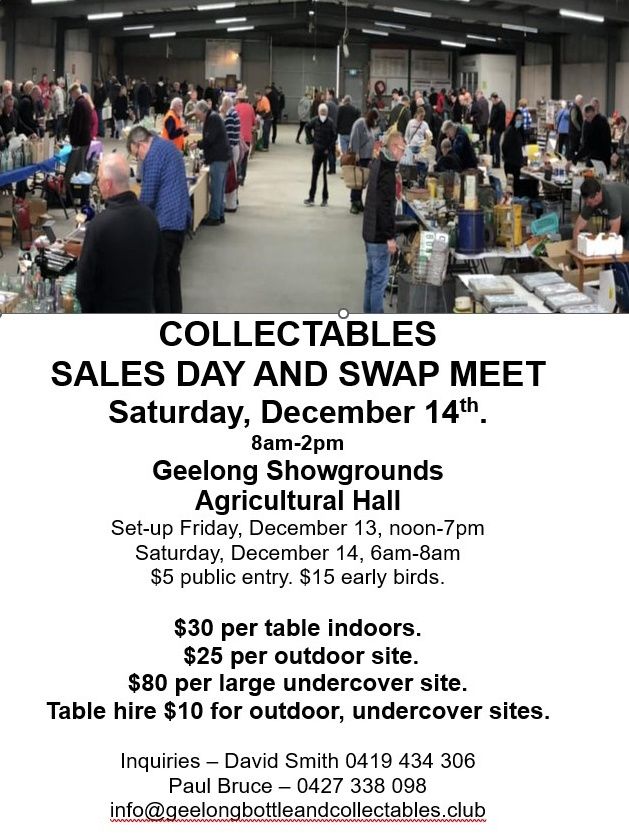 Collectables sales and swap meet. 