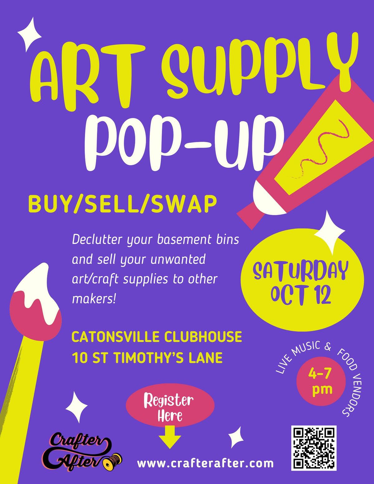 Art supply pop up Buy\/Sell\/Swap