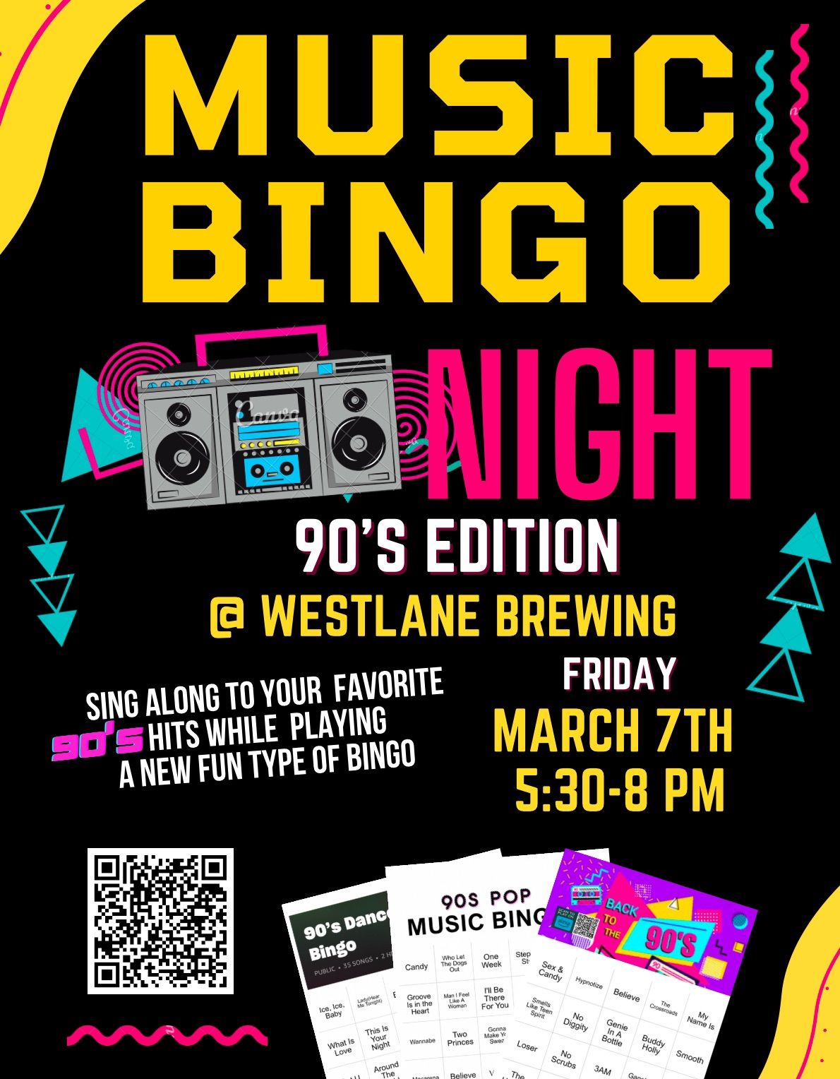 90\u2019s Music Bingo Night @ Westlane Brewing 