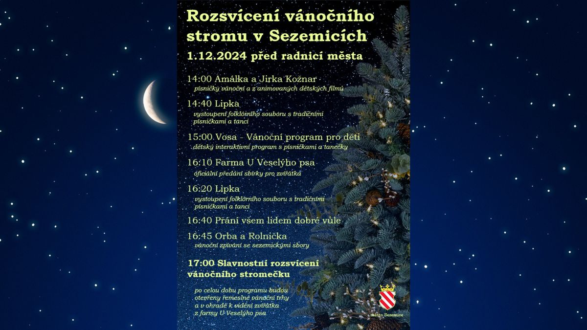 1.advent - Rozsv\u00edcen\u00ed v\u00e1no\u010dn\u00edho stromu Sezemice