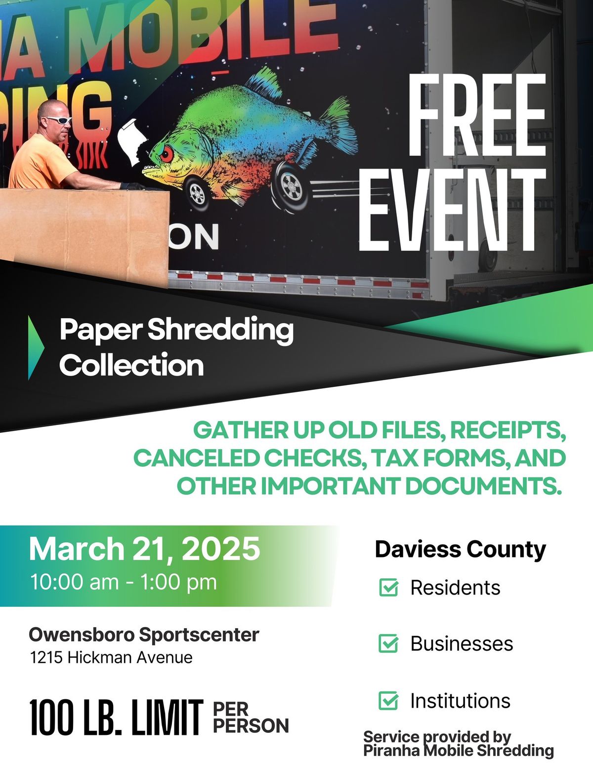 Free Paper Shredding Collection Event