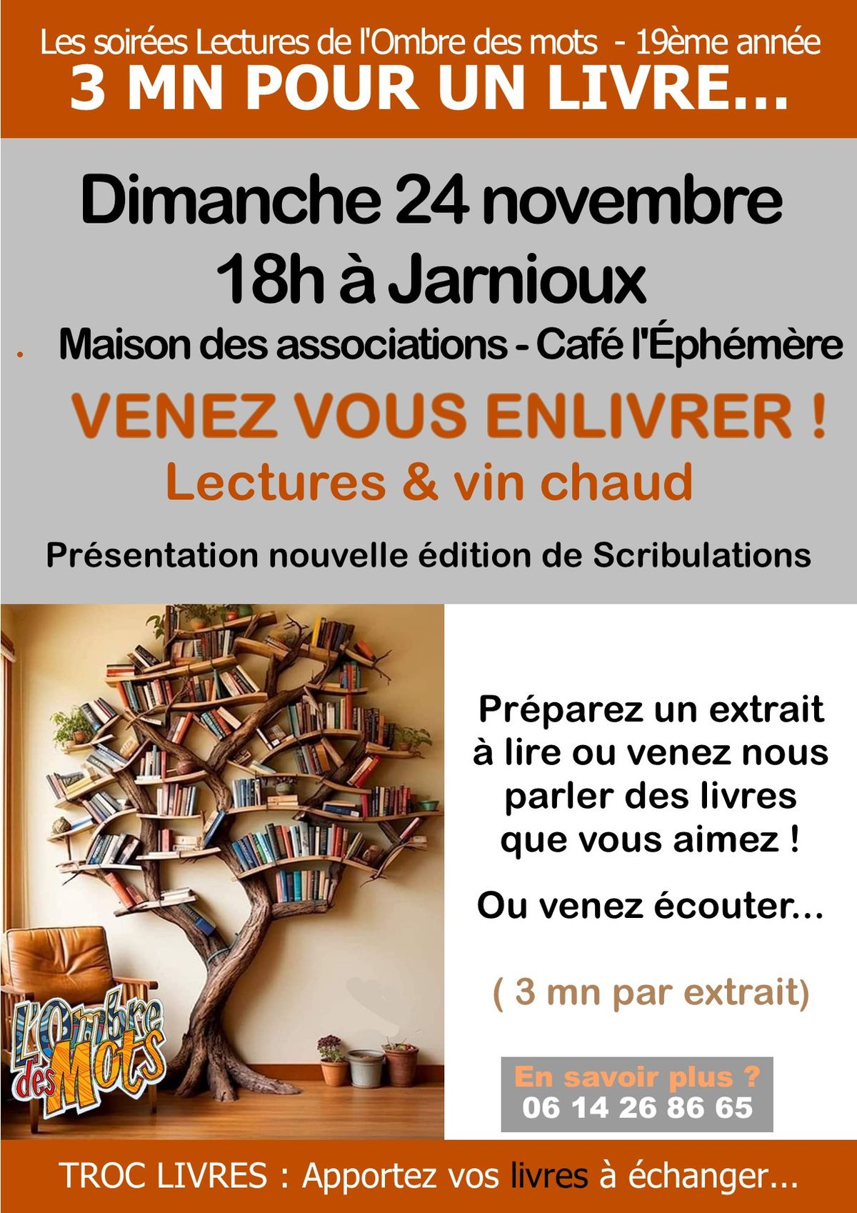 Soir\u00e9e Lectures de l'Ombre des mots - 19eme ann\u00e9e