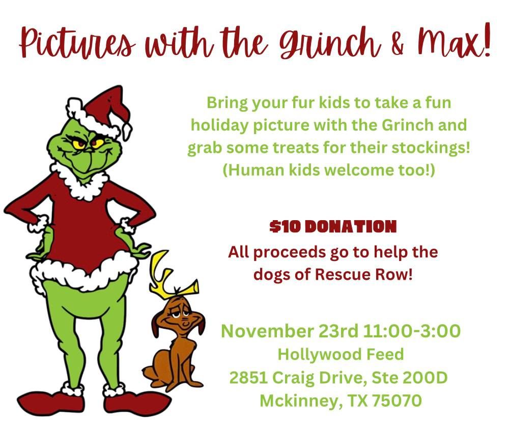 Pictures with the Grinch and Max at Hollywood Feed in McKinney!