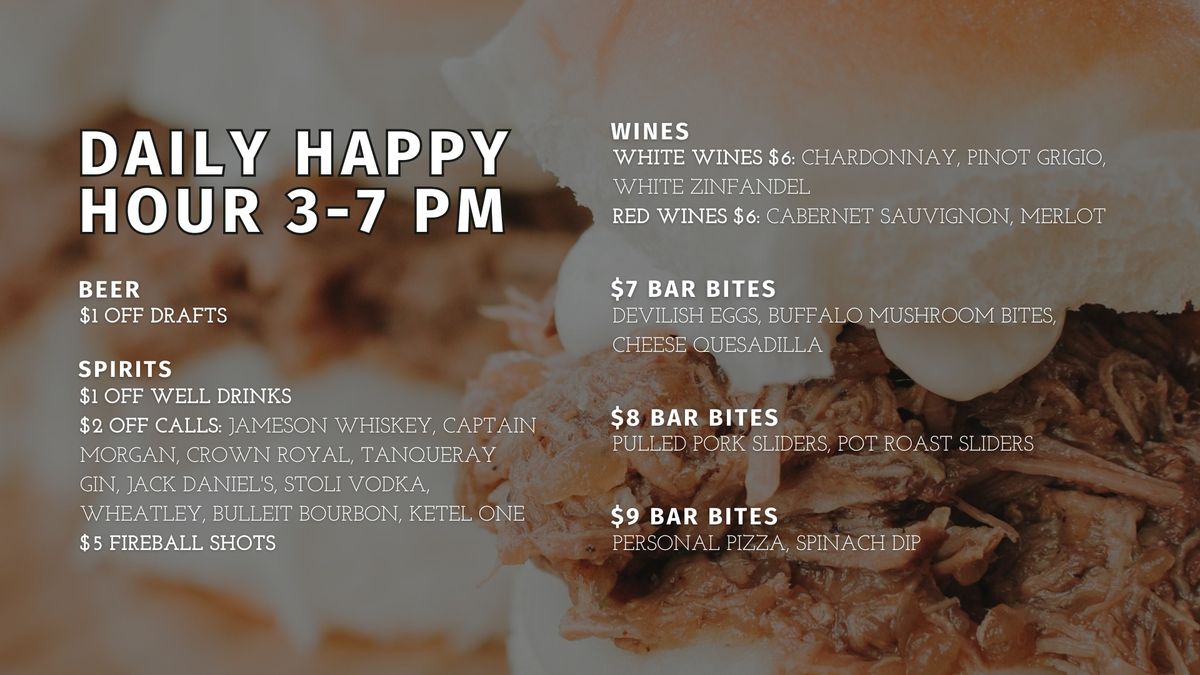 Whiskey Park Happy Hour: 3-7PM Daily