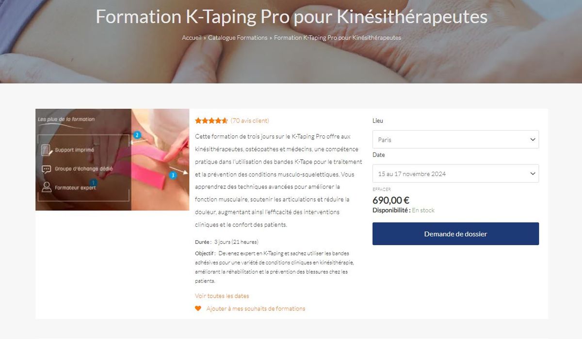 Formation K-Taping Pro pour Kin\u00e9sith\u00e9rapeutes