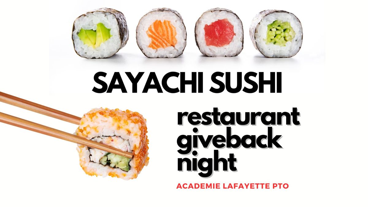 Restaurant Giveback Night at Sayachi