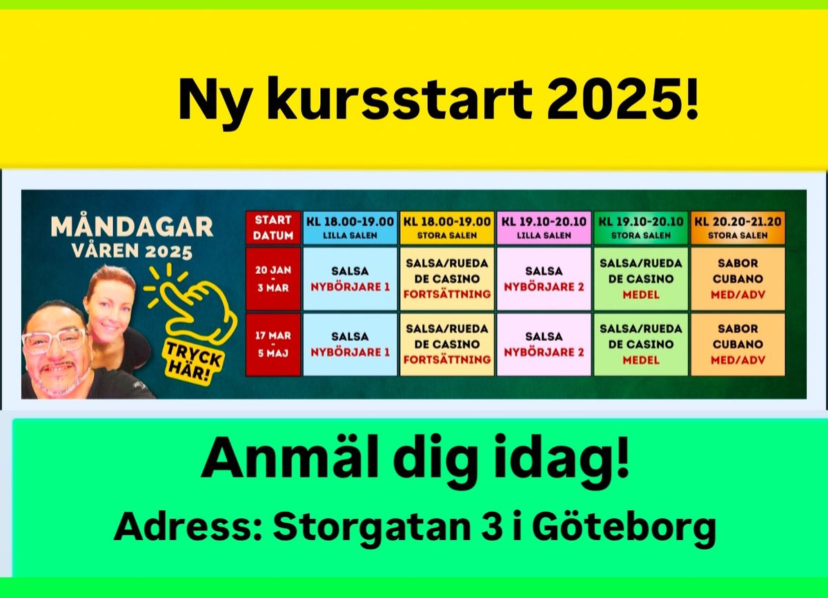 Kursstart SalsaDans: M\u00e5ndag 20 januari 2025