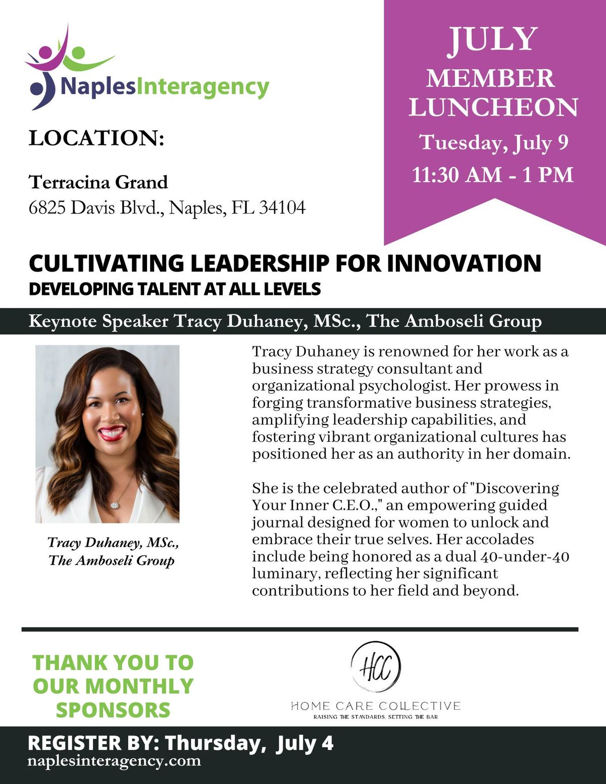 JULY Monthly Meeting: Cultivating Leadership For Innovation - Developing Talent At ALL Levels