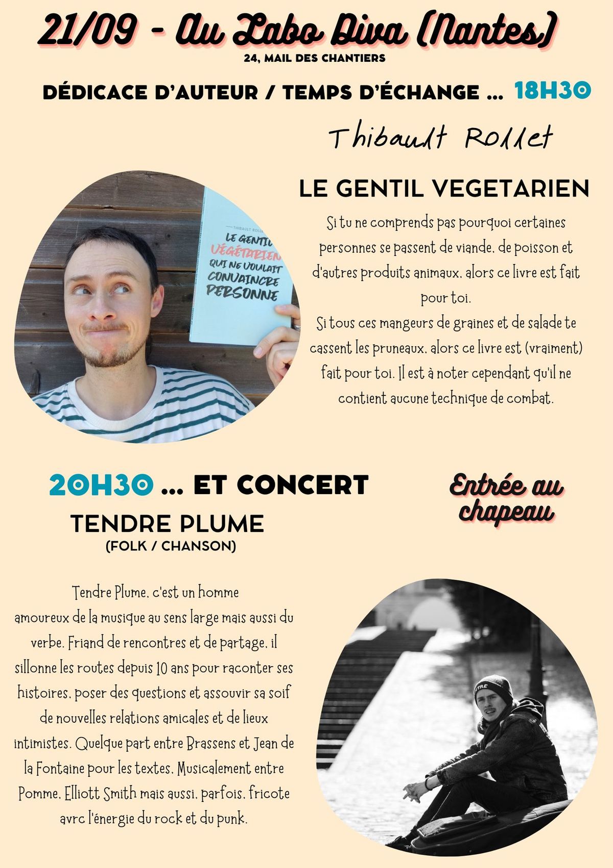 Tendre Plume - Concert et signature au Labo Diva (Nantes)