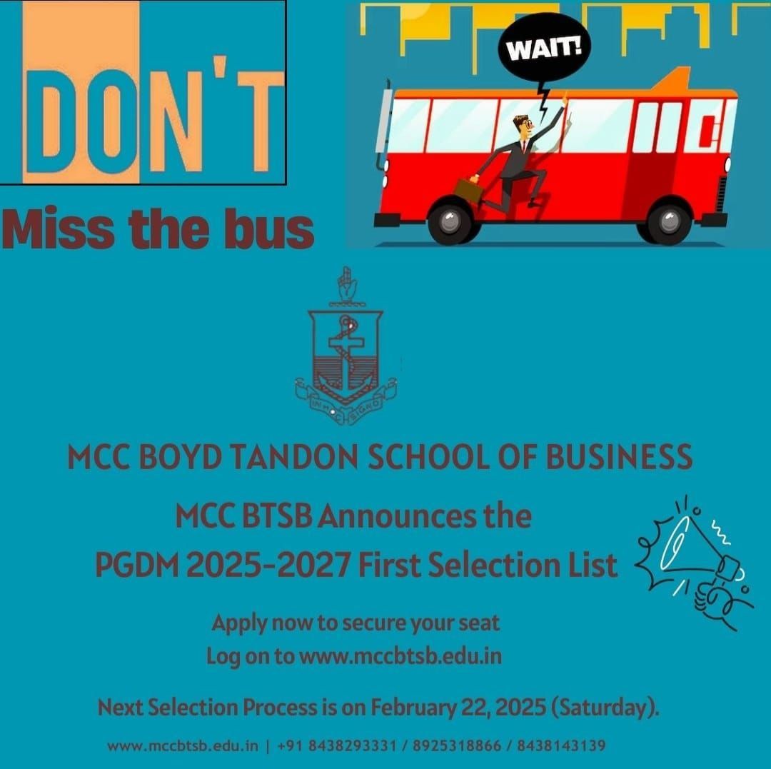 MCC BTSB PGDM 2025-2027 First Selection List