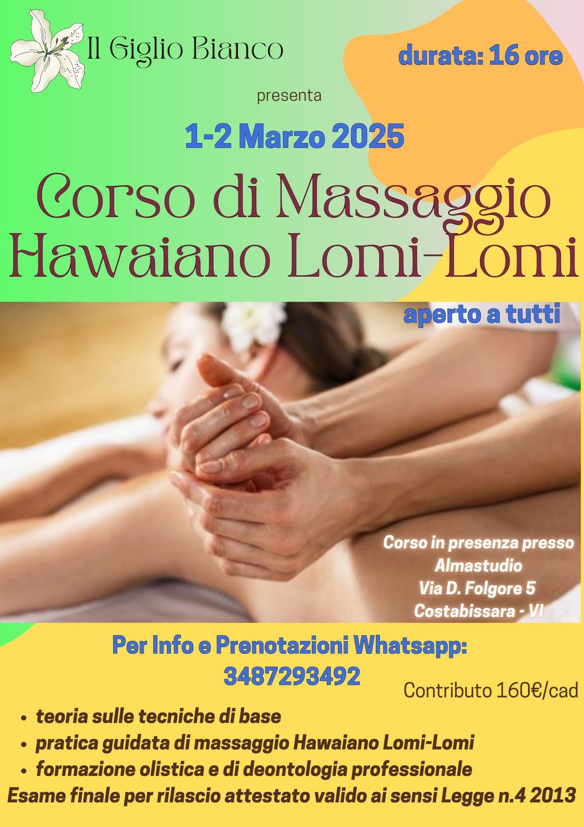 CORSO TEORICO E PRATICO DI MASSAGGIO HAWAIANO LOMI-LOMI