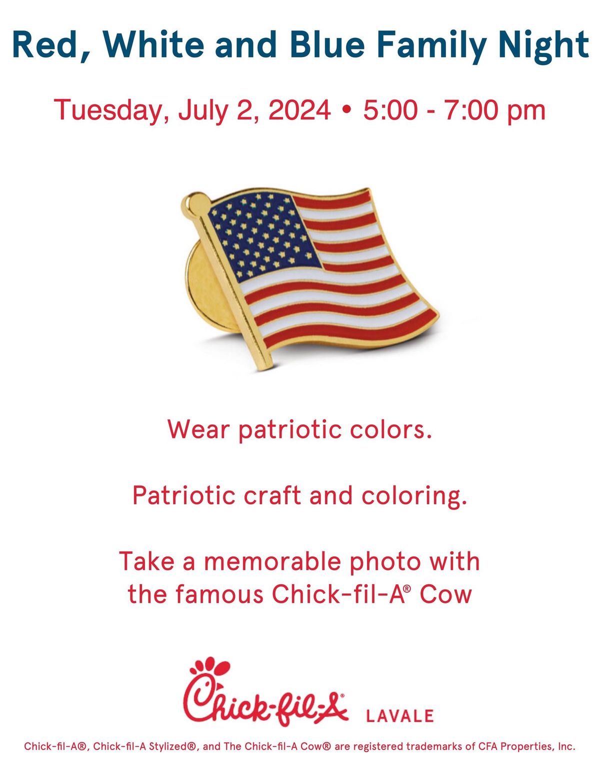 Red, White and Blue Family Event