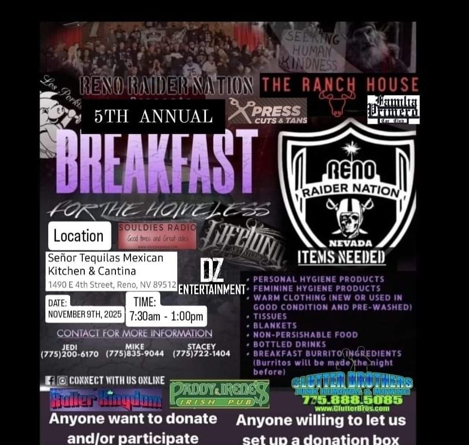 Reno Raider Nation's 5th Annual Day Of Breakfast For The Homeless