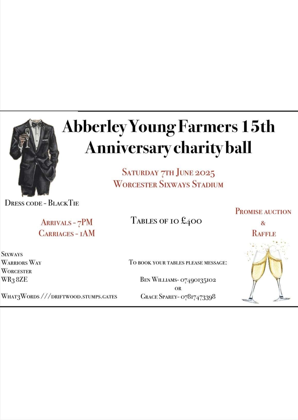 Abberley Young Farmers 15th Anniversary charity Ball