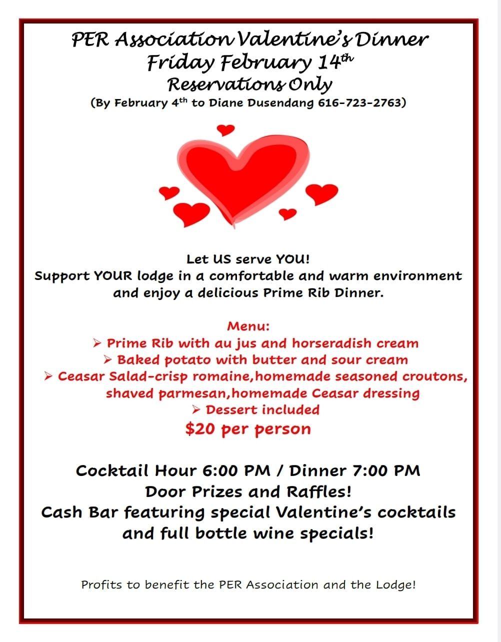 PER Association Valentine's Dinner and Raffle 