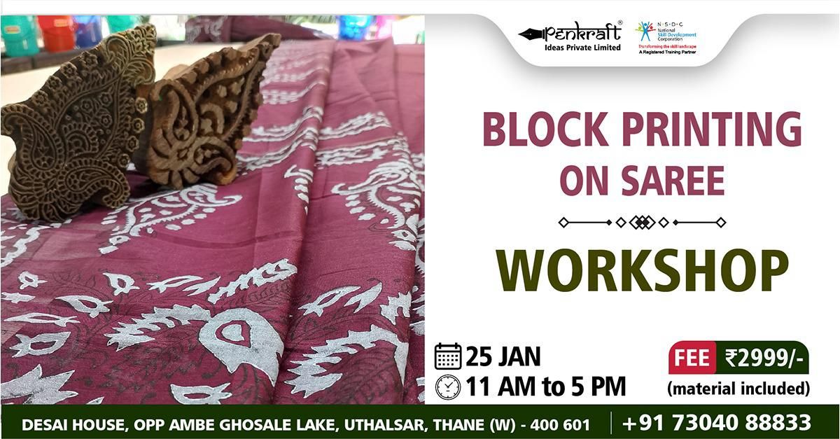 PENKRAFT BLOCK PRINTING ON SAREE WORKSHOP