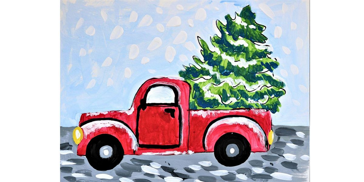 Red Truck with Christmas Tree Painting Class for All Ages, Kids & Adults
