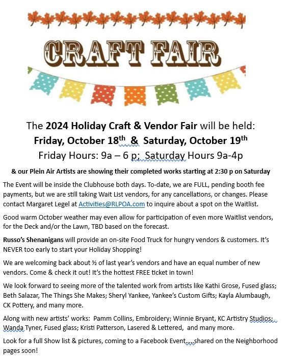 2nd Annual Raintree Lake Holiday Craft Fair & Plein Air Festival