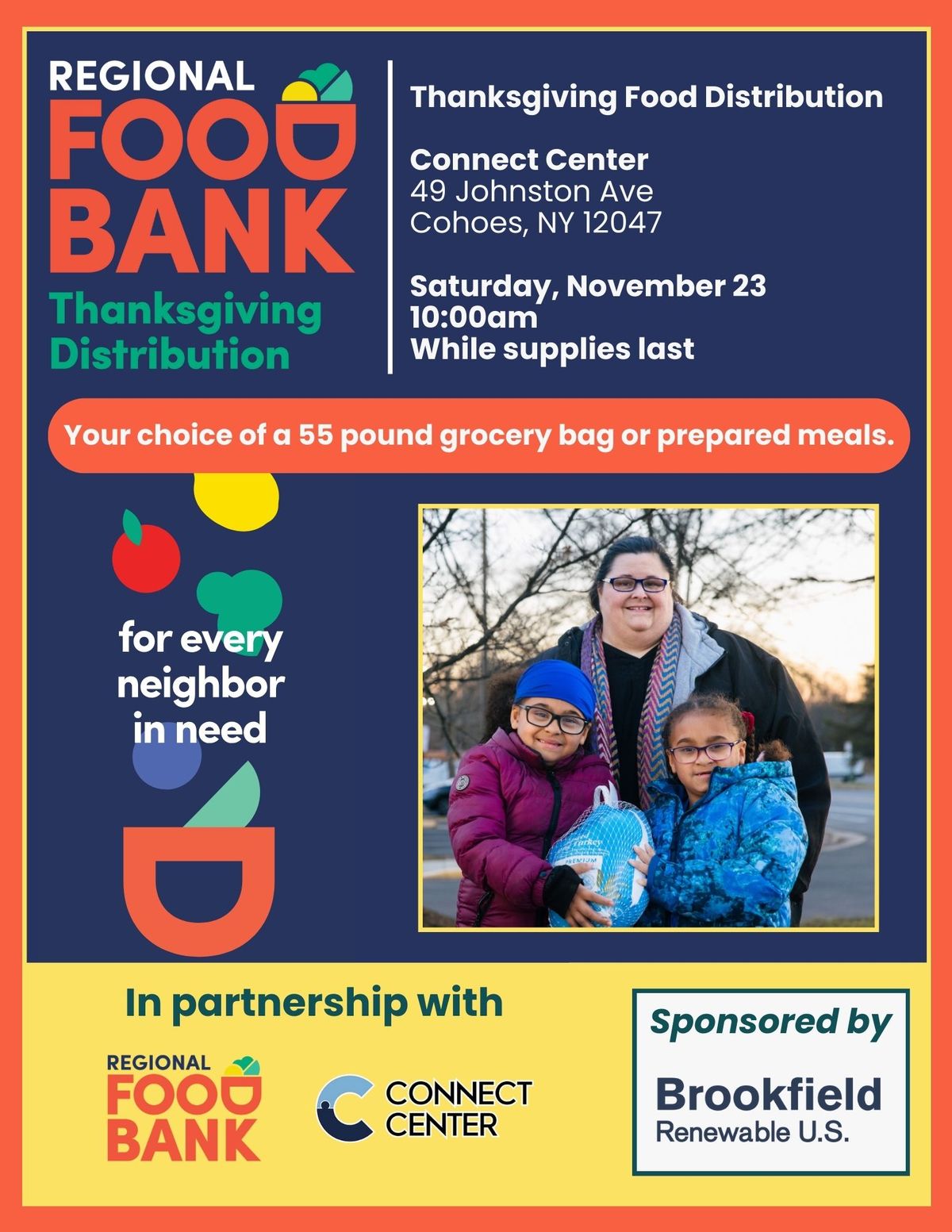 Regional Food Bank Thanksgiving Distribution at Connect Center in Cohoes