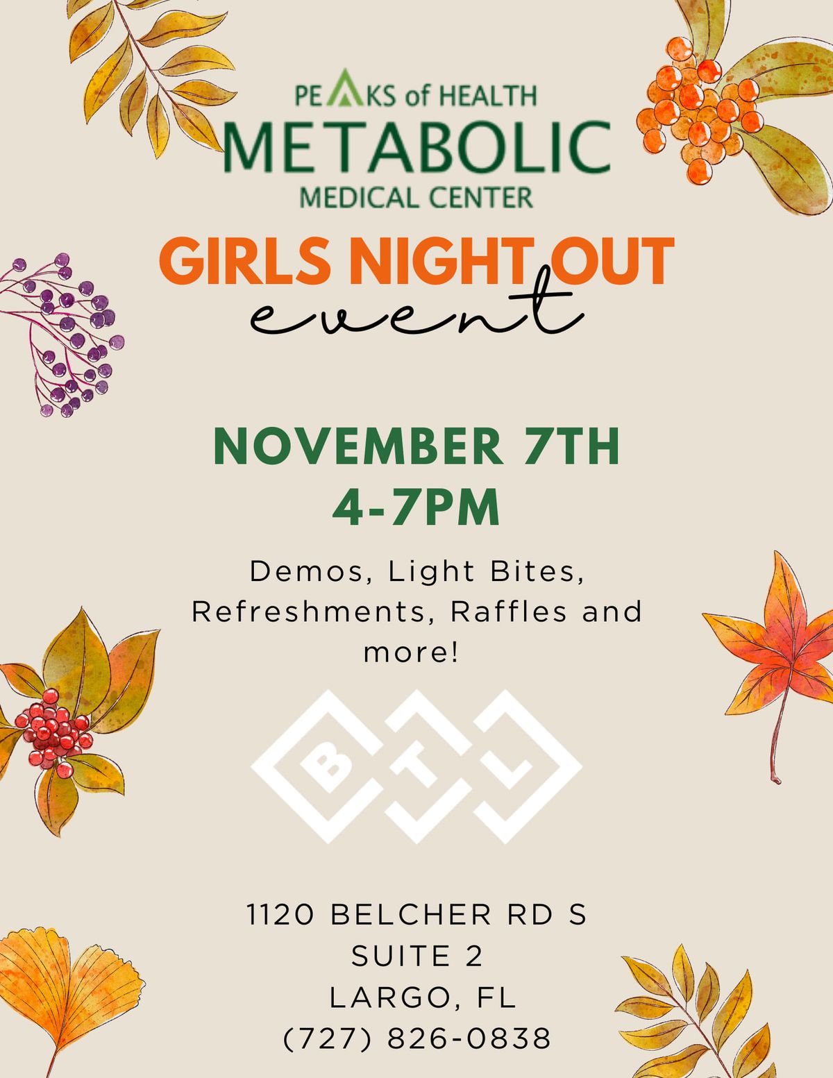 Girl's Night Out Event with Peaks of Health and BTL