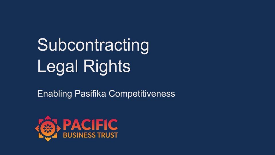 AUCKLAND | Subcontracting Legal Rights workshop