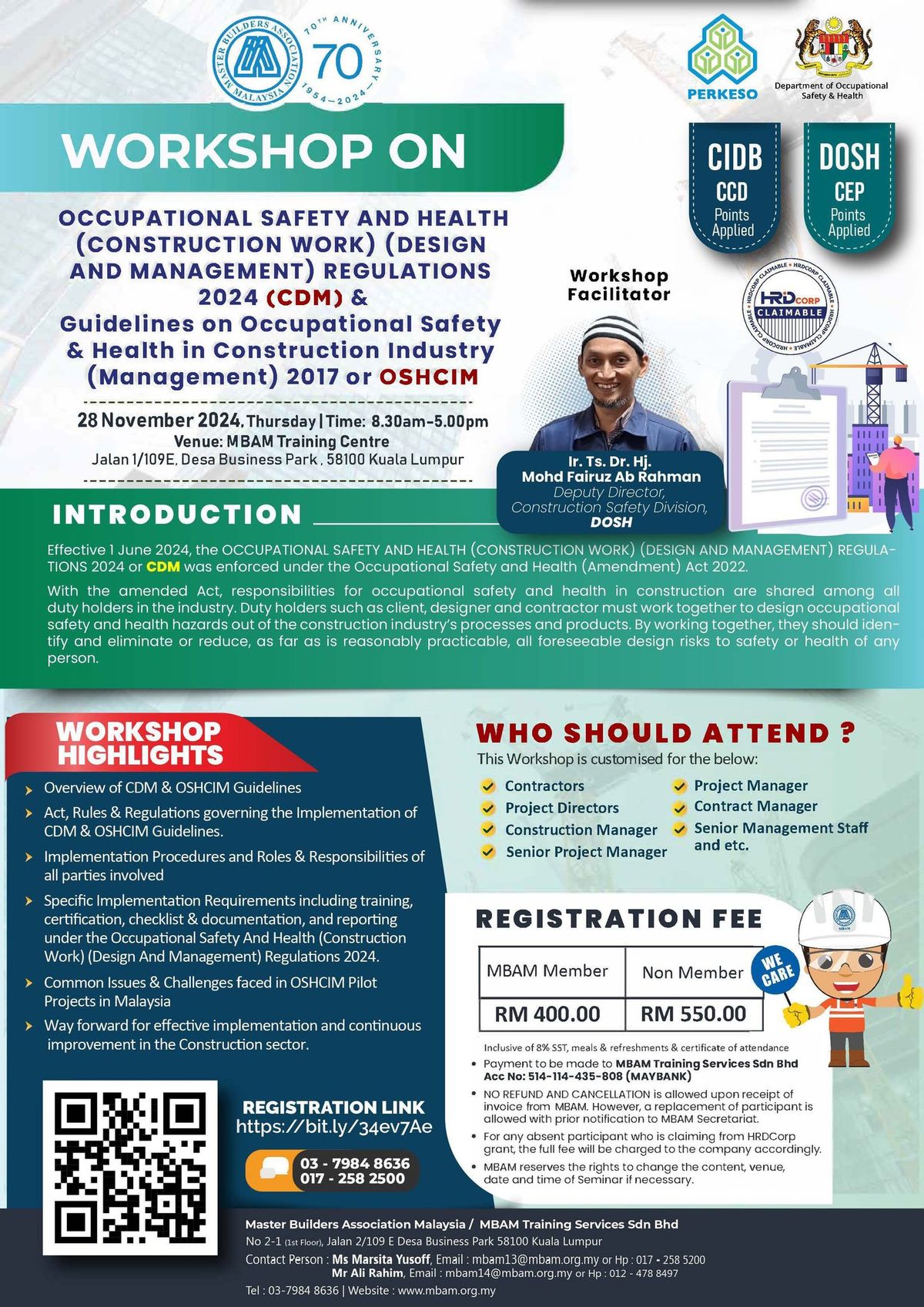 MBAM Workshop on CDM & OSHCIM Guidelines (For Senior Management Staff) 