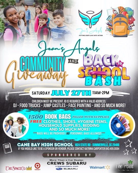 Jean\u2019s Angels Community Giveaway and 9th Annual Book Bag Bash