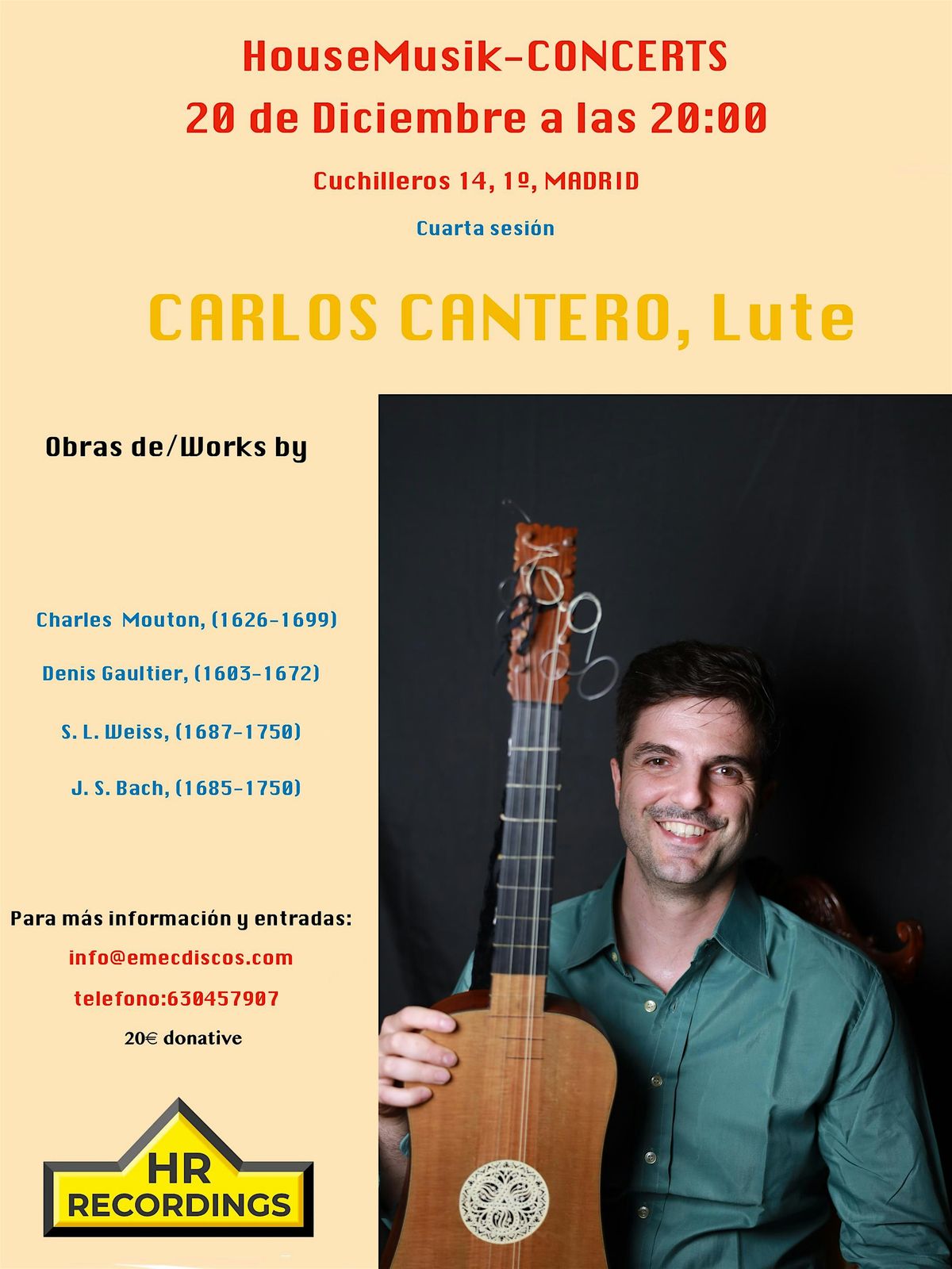 Carlos Cantero : Baroque lute concert