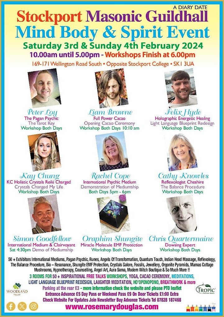 Stockport Mind Body Spirit Event With 50 + Workshops 3rd 4th February 