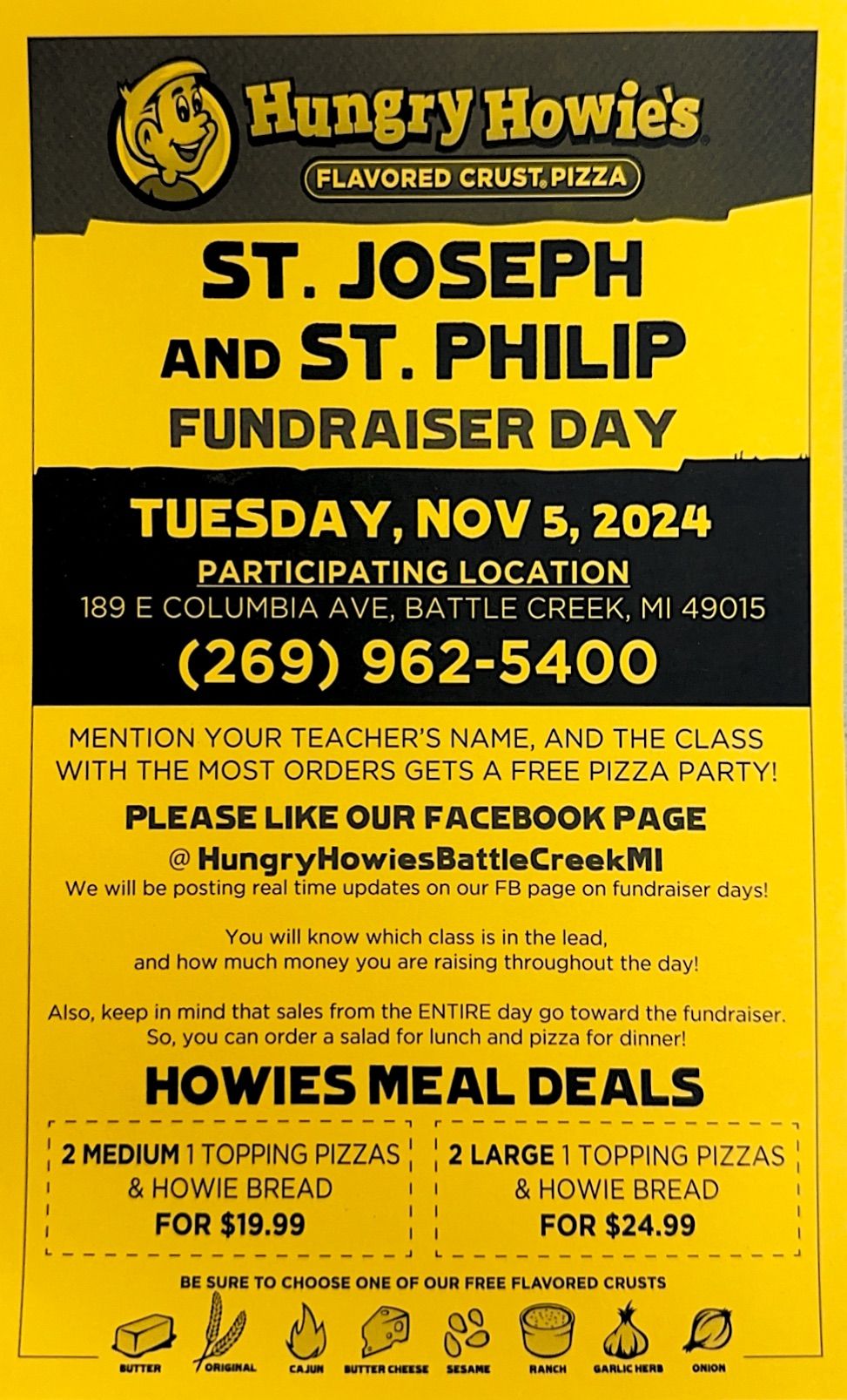 St. Joseph and St. Philip Hungry Howie Fundraiser!