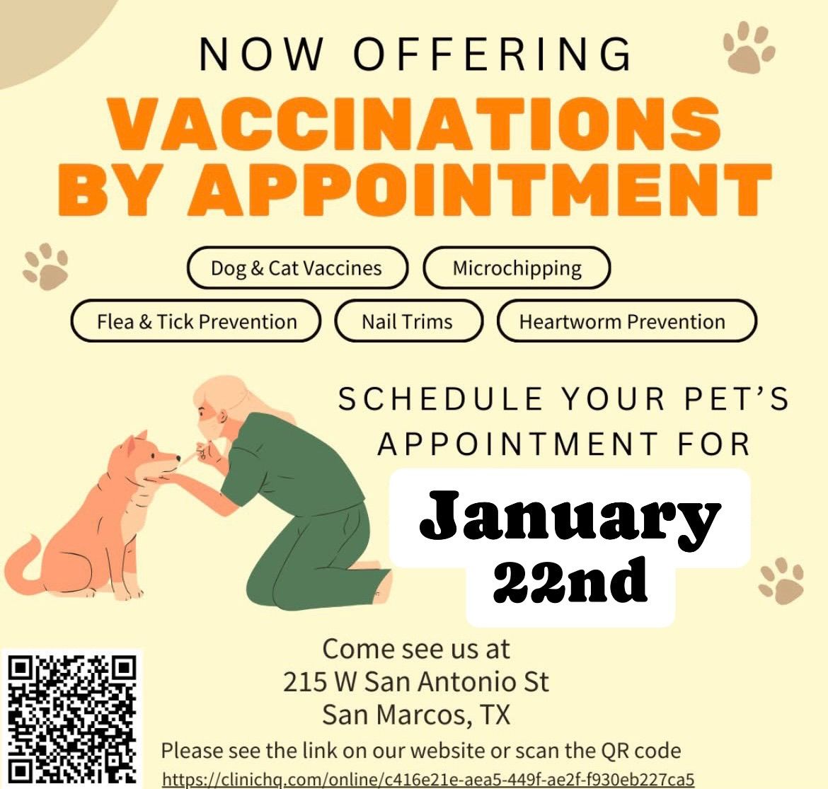 PALS Low-Cost Vaccine\/Microchip wellness clinic (BY APPOINTMENT ONLY) 