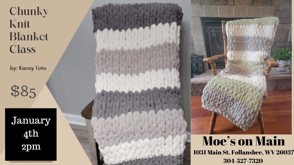 Chunky Knit Blanket colors to choose listed in event $85