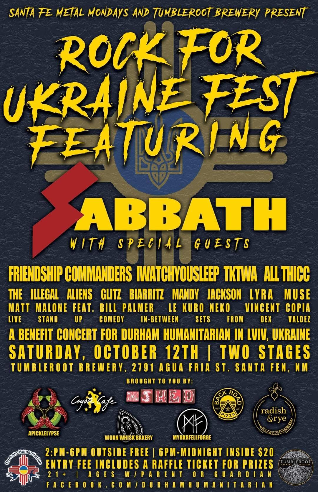 Rock for Ukraine Fest 2024 @ Tumbleroot feat. Sabbath, Friendship Commanders, iwatchyousleep & MORE!