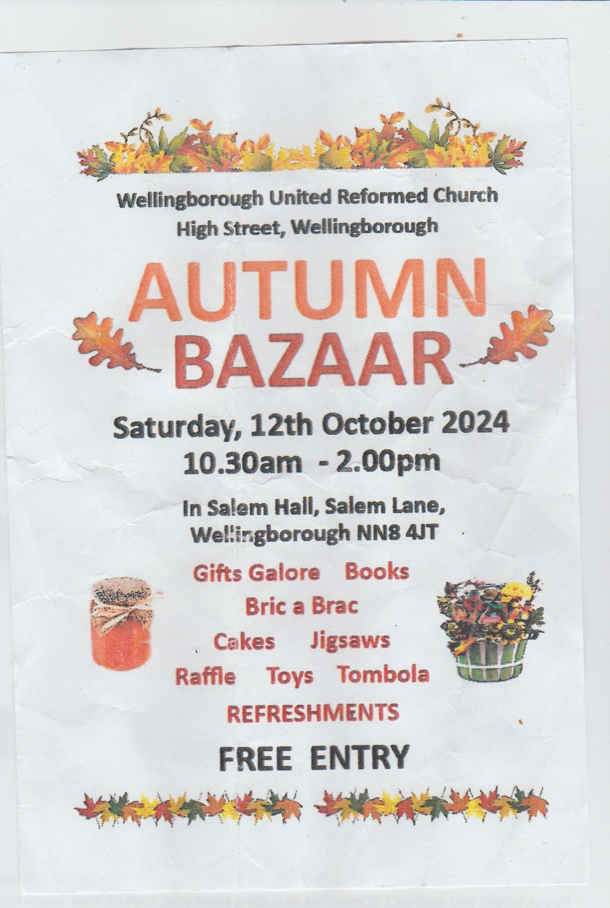 AUTUMN BAZAAR - Wellingborough United Reformed Church - Salem Hall NN8 4JT