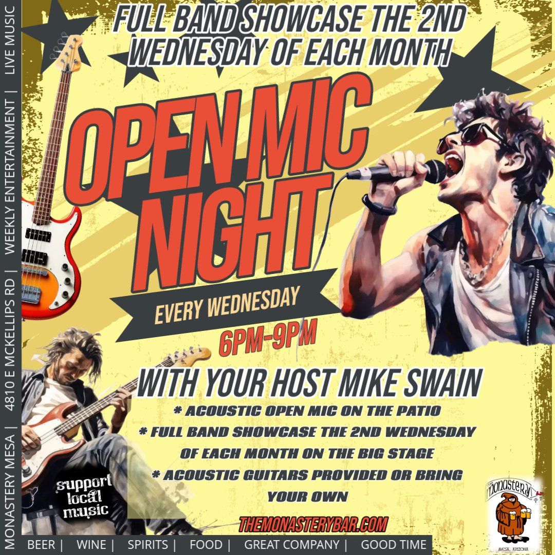 Open Mic Night Every Wednesday w\/Mike Swain, 6PM-9PM