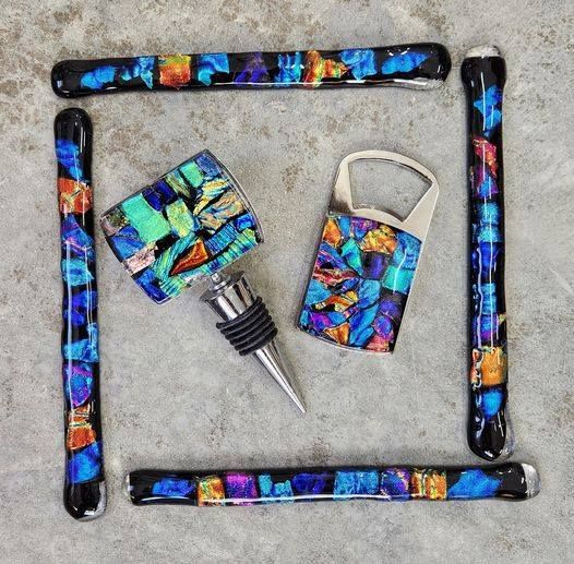 Dichroic Fused Glass Bar Set Workshop w\/ Gloria's Glass