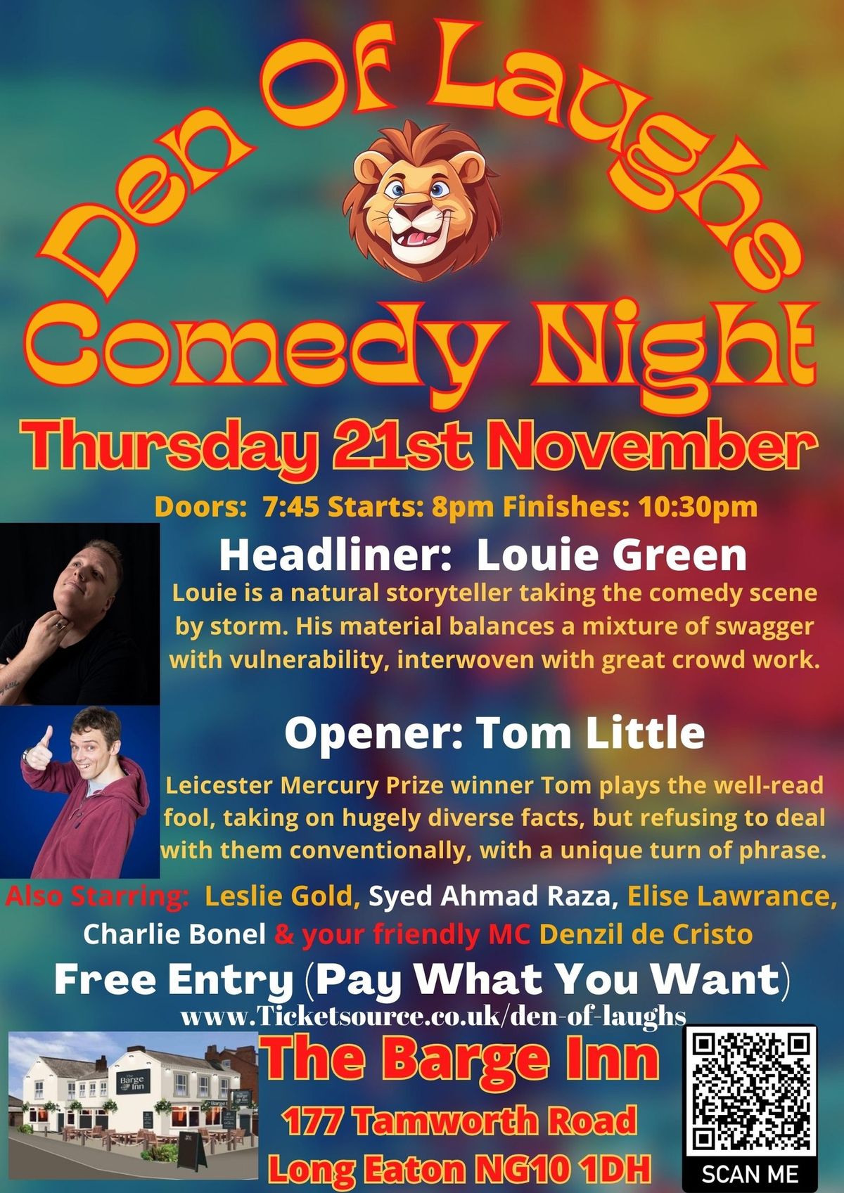 Den Of Laughs comedy night @ The Barge Inn