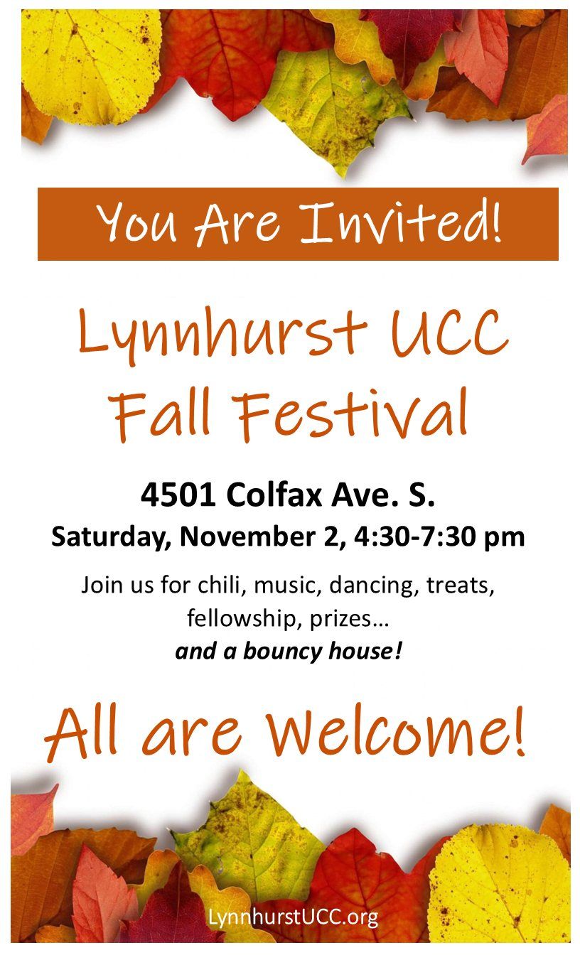 Fall (back) Festival at Lynnhurst UCC Church - All are welcome!