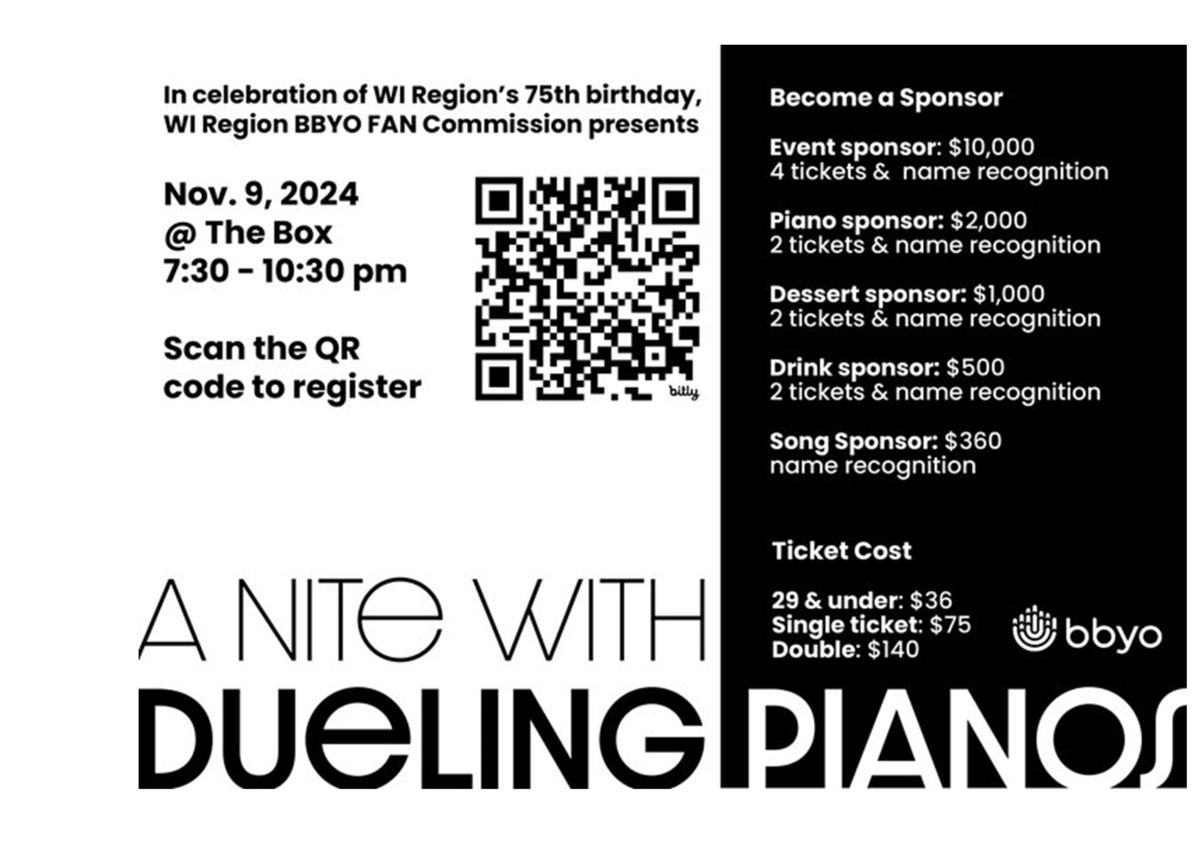 A Nite with Dueling Pianos, Presented by the BBYO Wisconsin FAN Commission